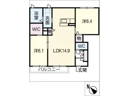 ガルテン上宿 A(2LDK/1階)の間取り写真