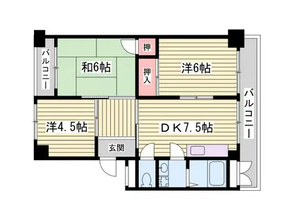 ひな菊ビル(3DK/4階)の間取り写真
