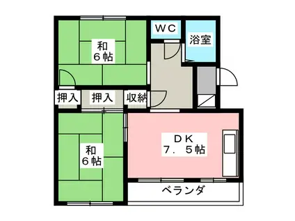 ミカサハイツ(2DK/2階)の間取り写真