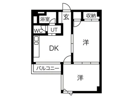 第7スカイパレス(2DK/2階)の間取り写真