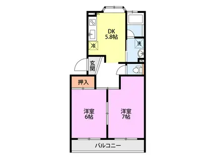 安江セントラルハイツ(2DK/1階)の間取り写真