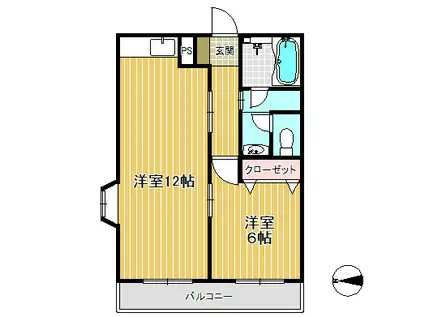 DWELL IN 久保田(1LDK/2階)の間取り写真