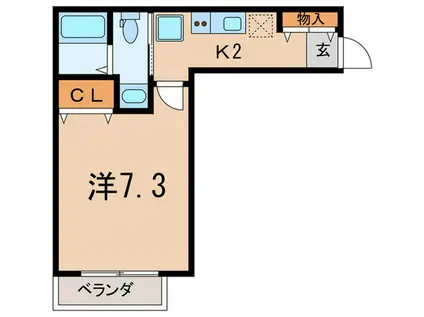 K´S CITY みずほ台(1K/2階)の間取り写真