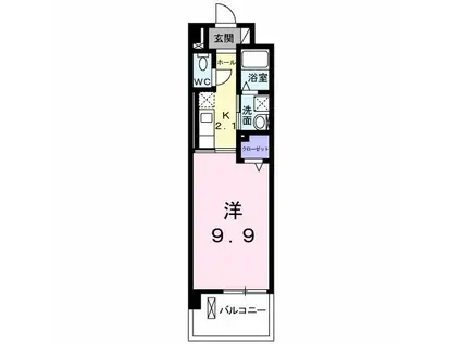 ショコラIII(1K/2階)の間取り写真