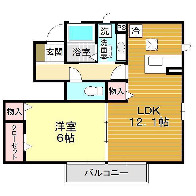 グリーンヒル 2013(1LDK/1階)の間取り写真