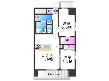 スプランディッドあびこ駅前DUE(2LDK/7階)の間取り写真