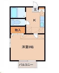 VINO若林(1K/1階)の間取り写真