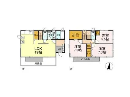 PARK LIFE 上之屋 C(3LDK/1階)の間取り写真