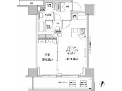 パークハビオ渋谷本町レジデンス(1LDK/9階)の間取り写真