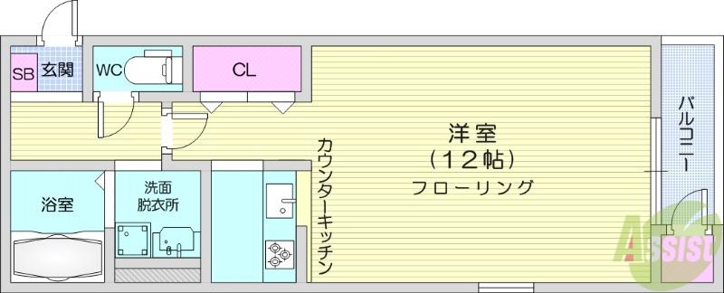 ラフィーネ泉中央(1K/1階)の間取り写真