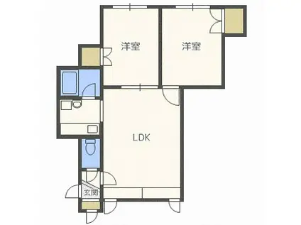 カパルアヴィラス(2LDK/1階)の間取り写真