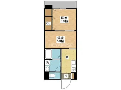 スカイコート西山(2K/4階)の間取り写真