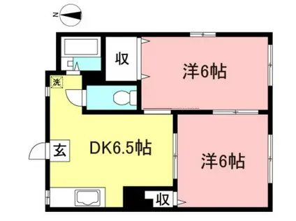 クローバーハイツ(2DK/1階)の間取り写真