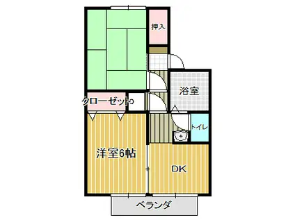 シルクタウン・富岡B(2DK/2階)の間取り写真