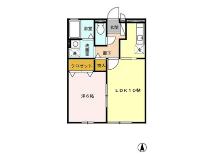 ルミエール花立 A棟(1LDK/1階)の間取り写真