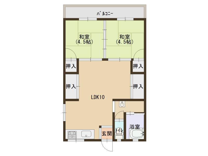 高田アパート(2LDK/2階)の間取り写真
