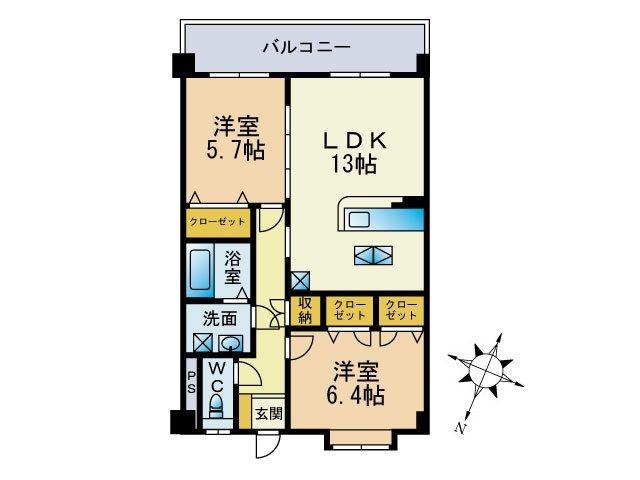 リージェンシー土井(2LDK/2階)の間取り写真
