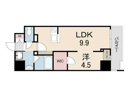 ルガールボニート新神戸(1LDK/7階)の間取り写真