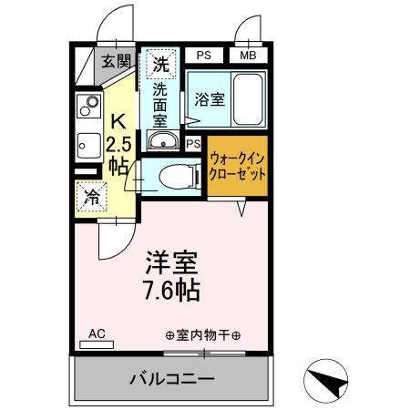 ダイヤモンドハイツ(1K/2階)の間取り写真