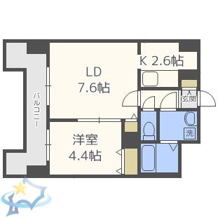 レジディア札幌駅前(1LDK/4階)の間取り写真