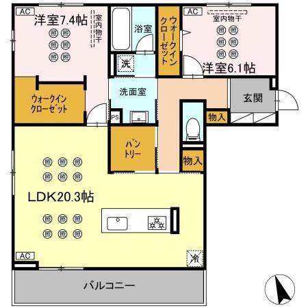D-ROOM原町(2LDK/3階)の間取り写真