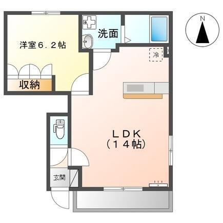 フォルティアC棟(1LDK/1階)の間取り写真