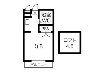 ガーデンハイツ B(ワンルーム/1階)の間取り写真