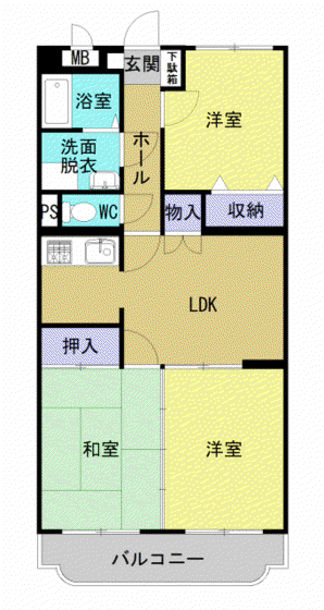 ファミーユ(3LDK/2階)の間取り写真