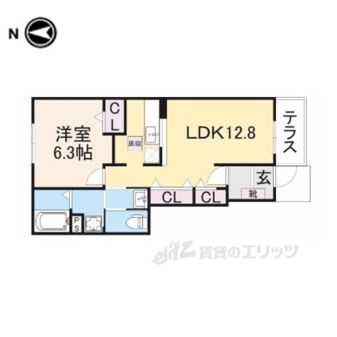 オベルジュ 鶴(1LDK/1階)の間取り写真