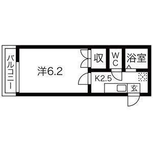 ビューパレス長町(1K/4階)の間取り写真