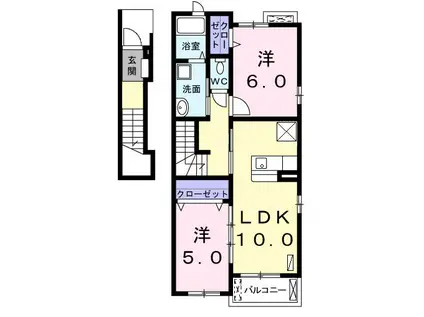 あおなみ線 荒子駅 徒歩14分 2階建 築12年(2LDK/2階)の間取り写真