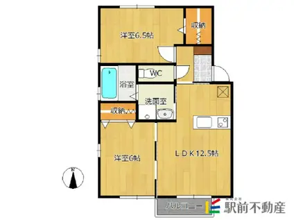 グランモア諸富(2LDK/1階)の間取り写真