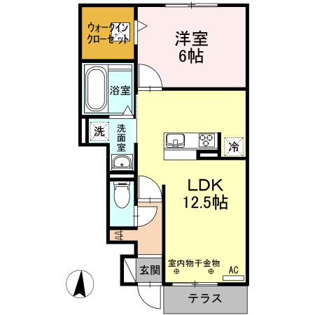 プリート プロスペラーレ(1LDK/1階)の間取り写真