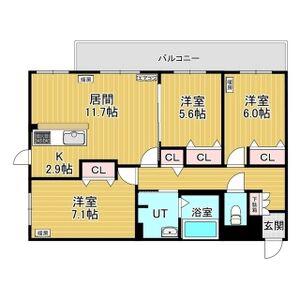 レジデンス白石中央I(3LDK/5階)の間取り写真