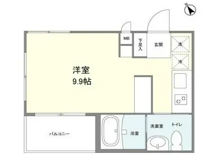 三軒茶屋HILLZ(ワンルーム/4階)の間取り写真