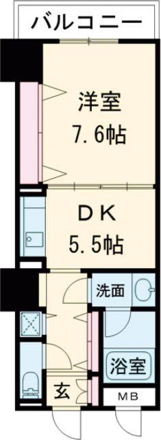 セントラル堺東(1DK/9階)の間取り写真
