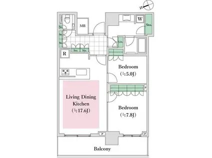 ザタワー横浜北仲(2LDK/35階)の間取り写真