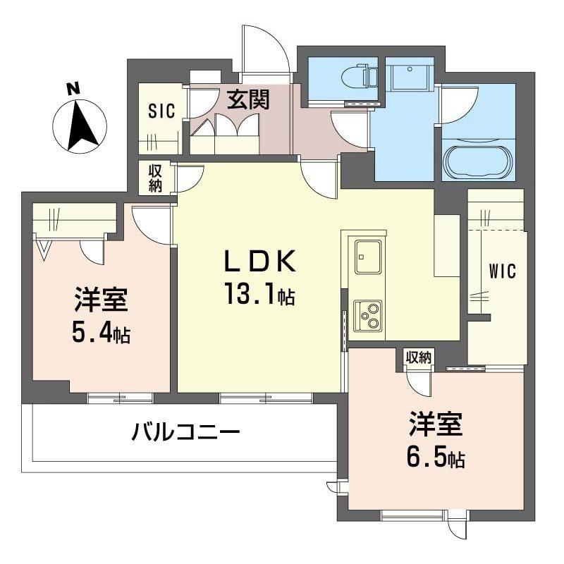 ルセア・クラリスタ(2LDK/2階)の間取り写真