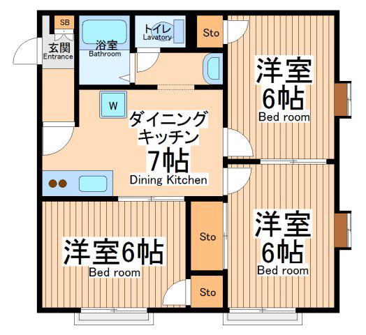 メゾンリラ(3DK/1階)の間取り写真