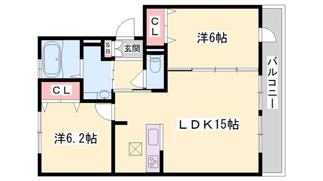 ステラコートIII(2LDK/1階)の間取り写真