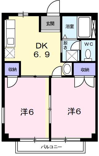 アクティブ高橋A(2DK/1階)の間取り写真