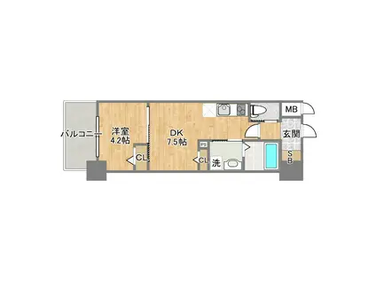 ふぁみーゆ平野(1DK/5階)の間取り写真