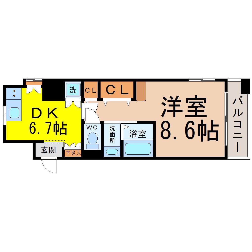 N.S ZEAL大曽根(1DK/8階)の間取り写真
