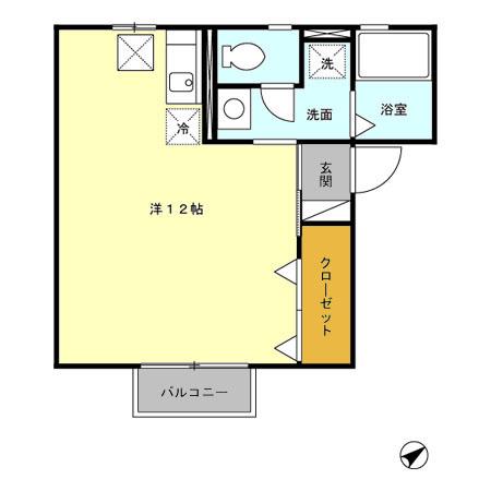 ボヌールアベニール(ワンルーム/1階)の間取り写真