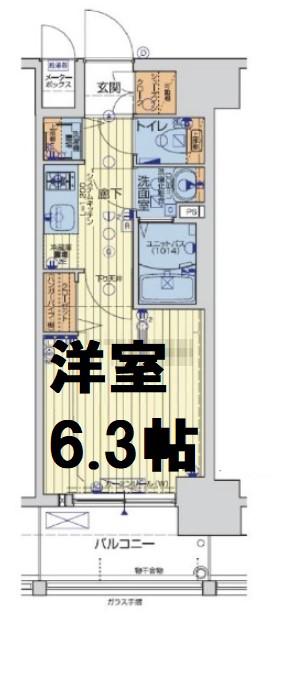 レオンコンフォート阿波座西(1K/4階)の間取り写真