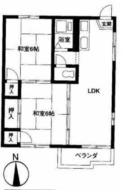 コスモハイツ(2LDK/1階)の間取り写真