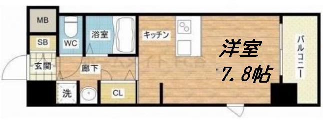 プレサンス本町リアルシティ(1K/4階)の間取り写真