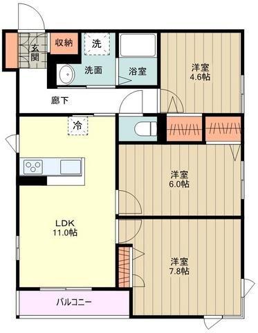 イルマーレ国立(3LDK/3階)の間取り写真
