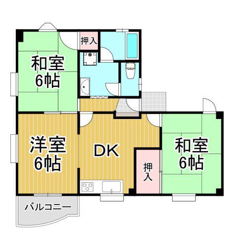 さくらビル(3DK/2階)の間取り写真