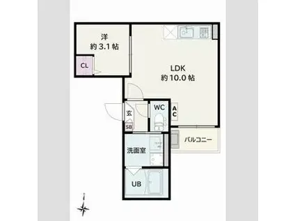 JACK TATSUMII(1LDK/2階)の間取り写真